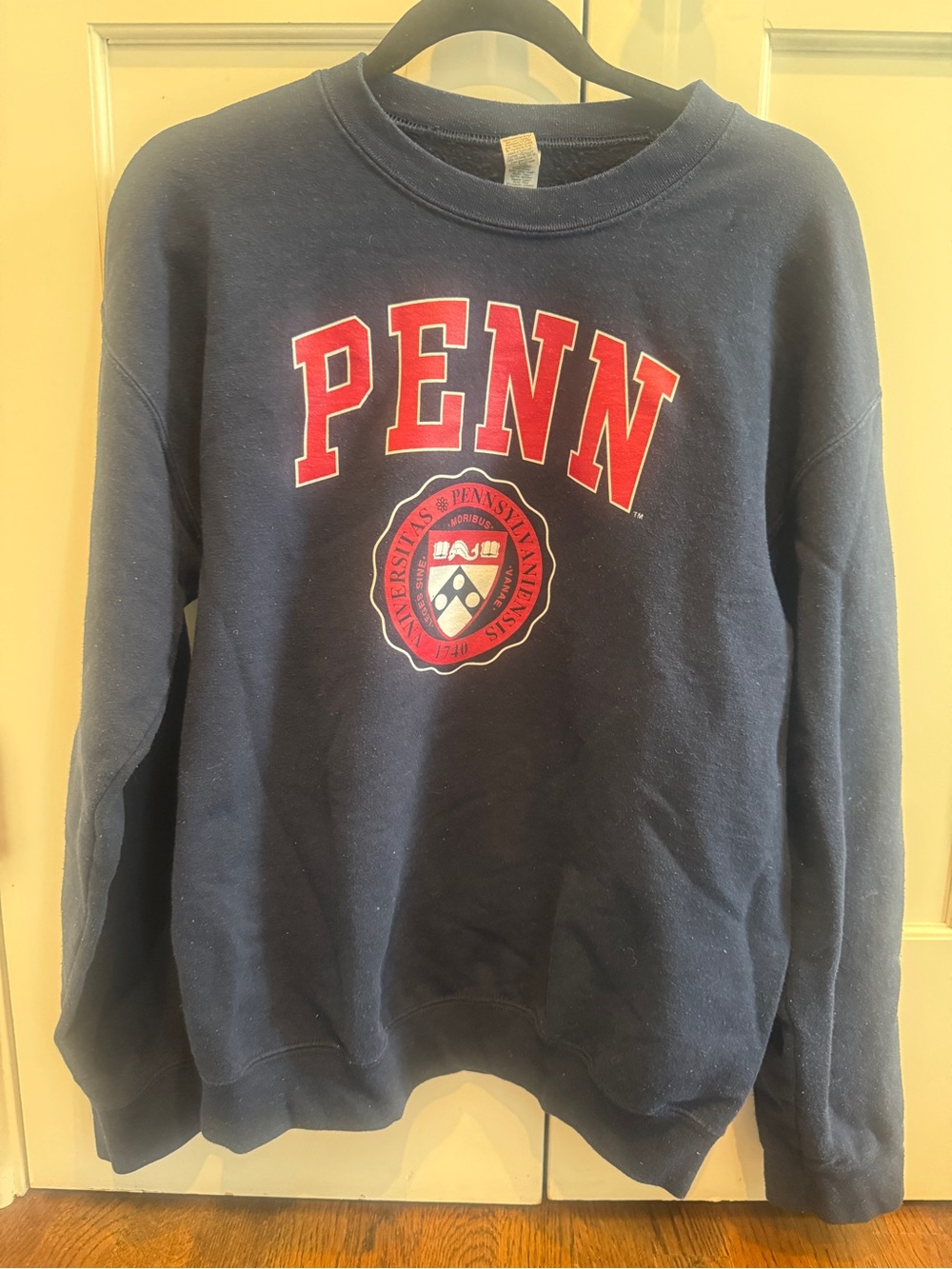 Gildan Navy Crewneck Sweatshirt with Red Penn Logo